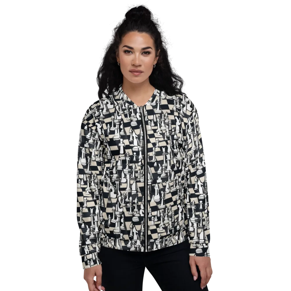 Midnight Checkmate on Bomber Jacket — Front