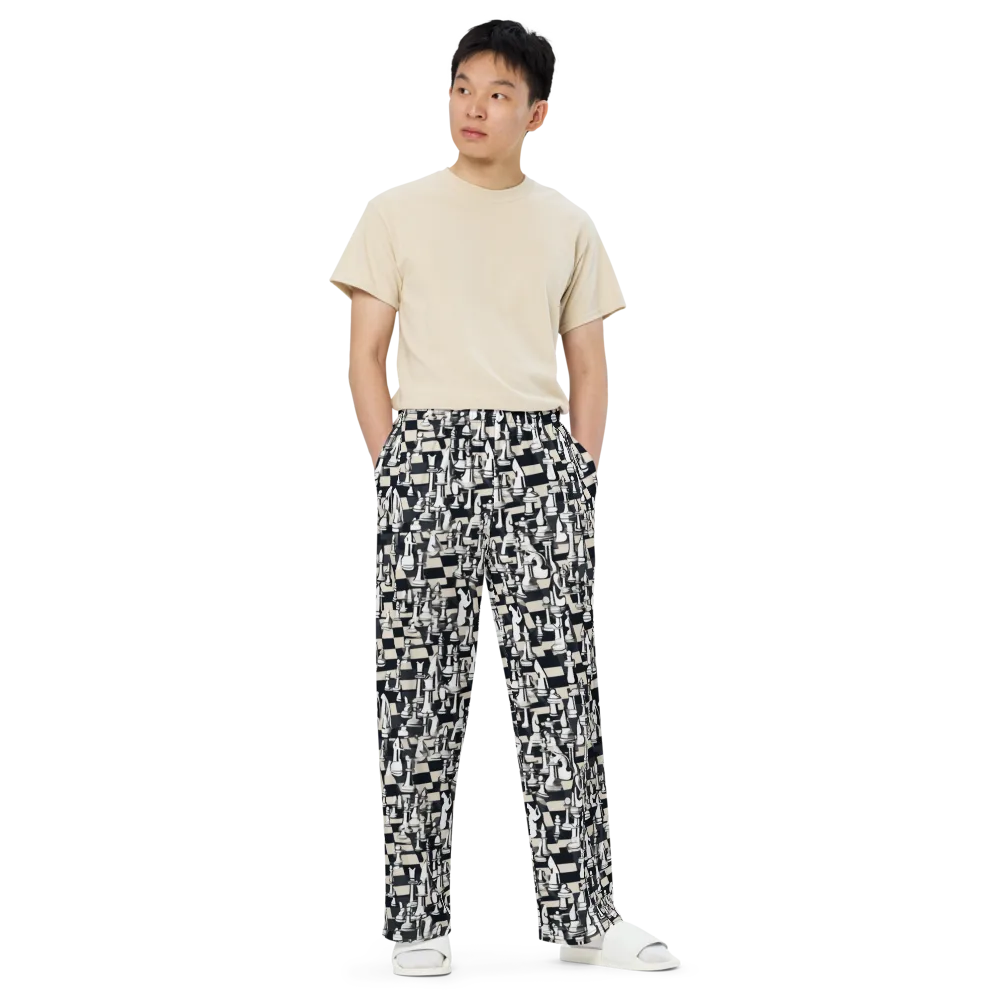 Midnight Checkmate on Wide-Leg Pants — Front