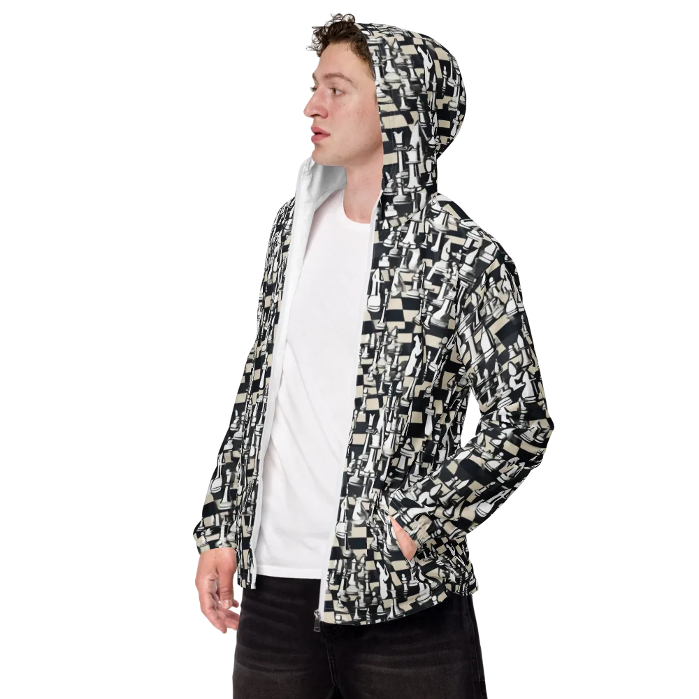 Midnight Checkmate on Men's Windbreaker — Left Front
