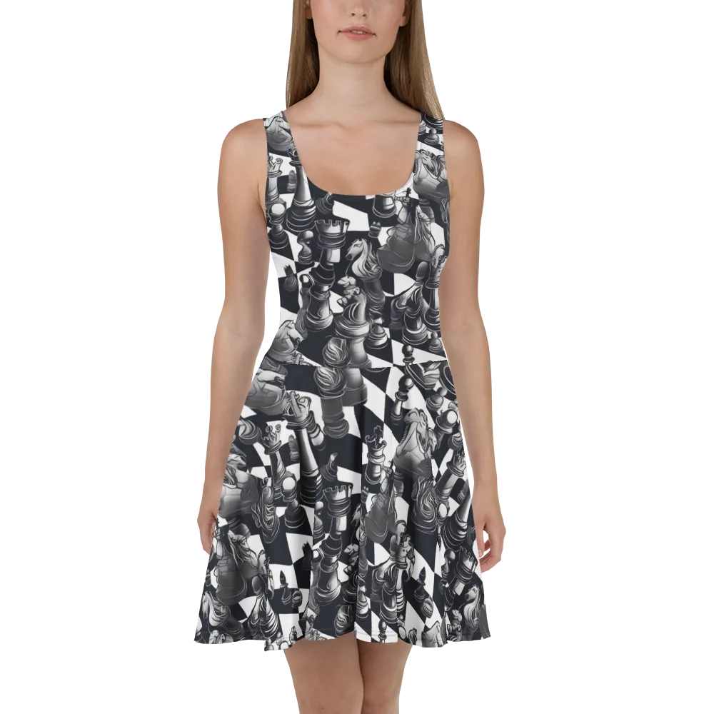 Midnight Gambit on Skater Dress — Front