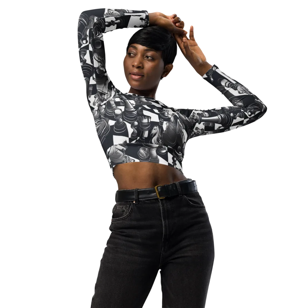 Midnight Gambit on Long Sleeve Crop Top — Front