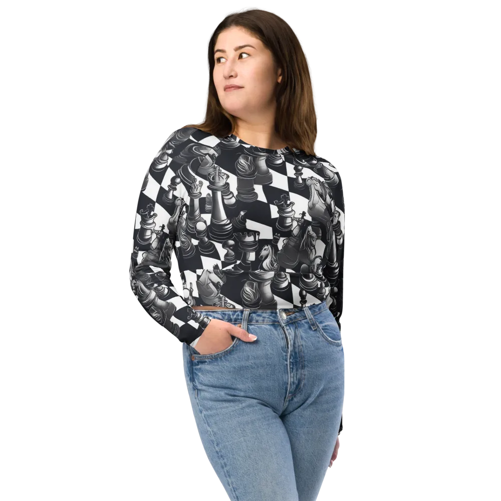 Midnight Gambit on Long Sleeve Crop Top — Front