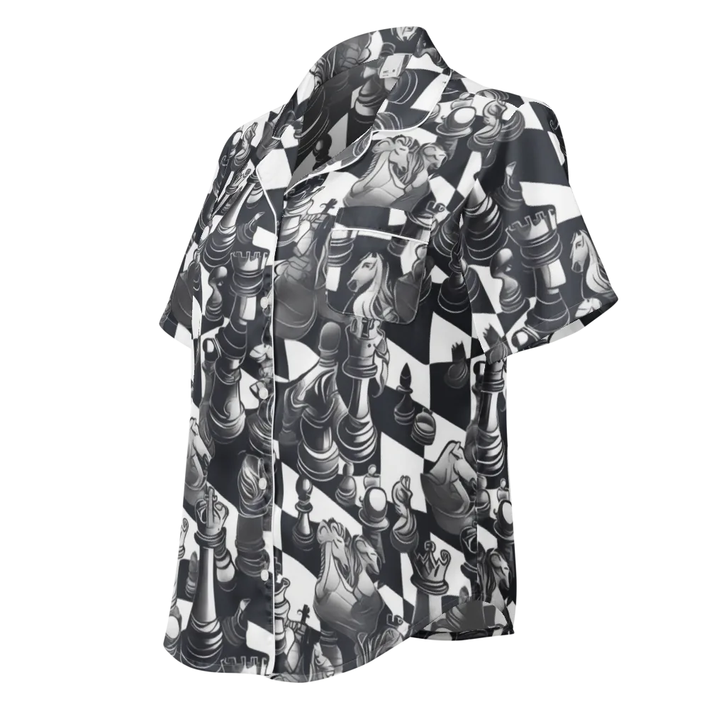 Midnight Gambit on Women's Short Sleeve Pajama Top — Left Front