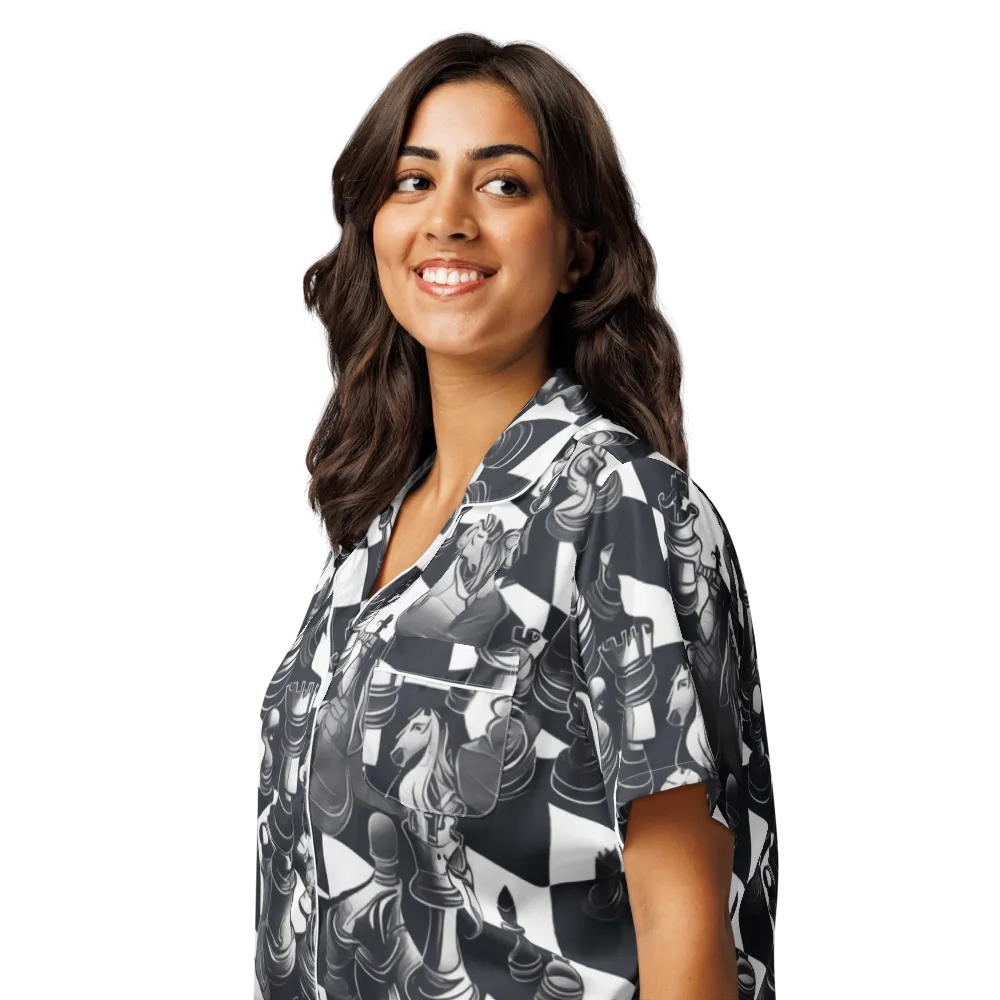 Midnight Gambit on Women's Short Sleeve Pajama Top — Left Front