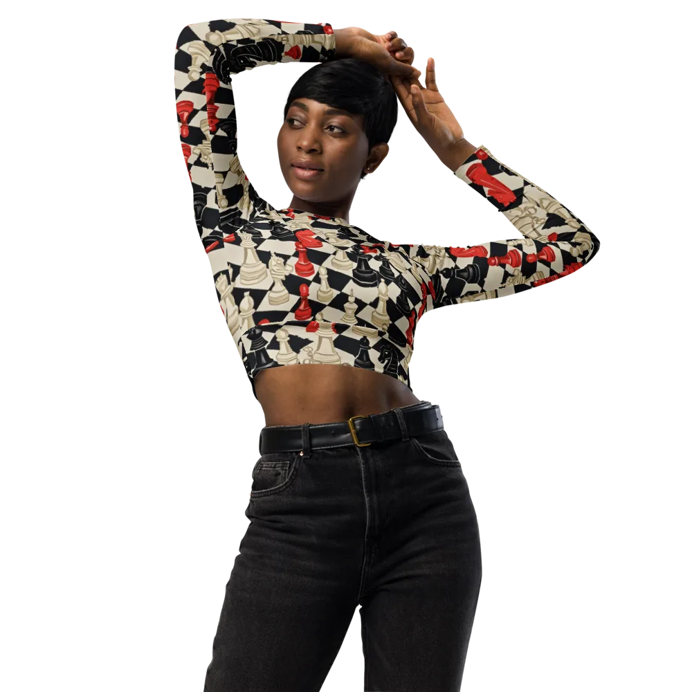 Gambit Rouge on Long Sleeve Crop Top — Front