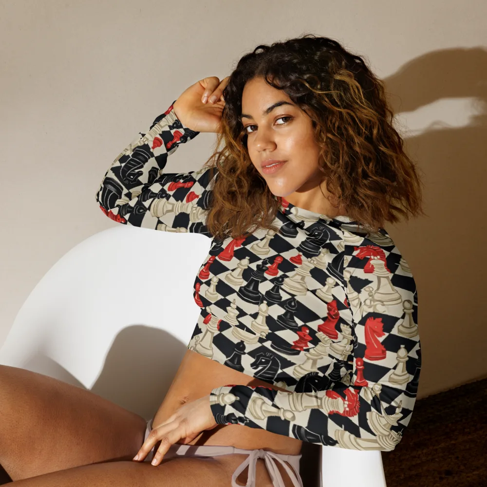 Gambit Rouge on Long Sleeve Crop Top — Left Front
