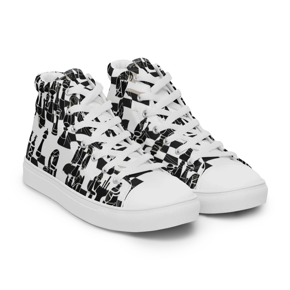 Black Queen on Men's High Top Canvas Shoes — Right Front