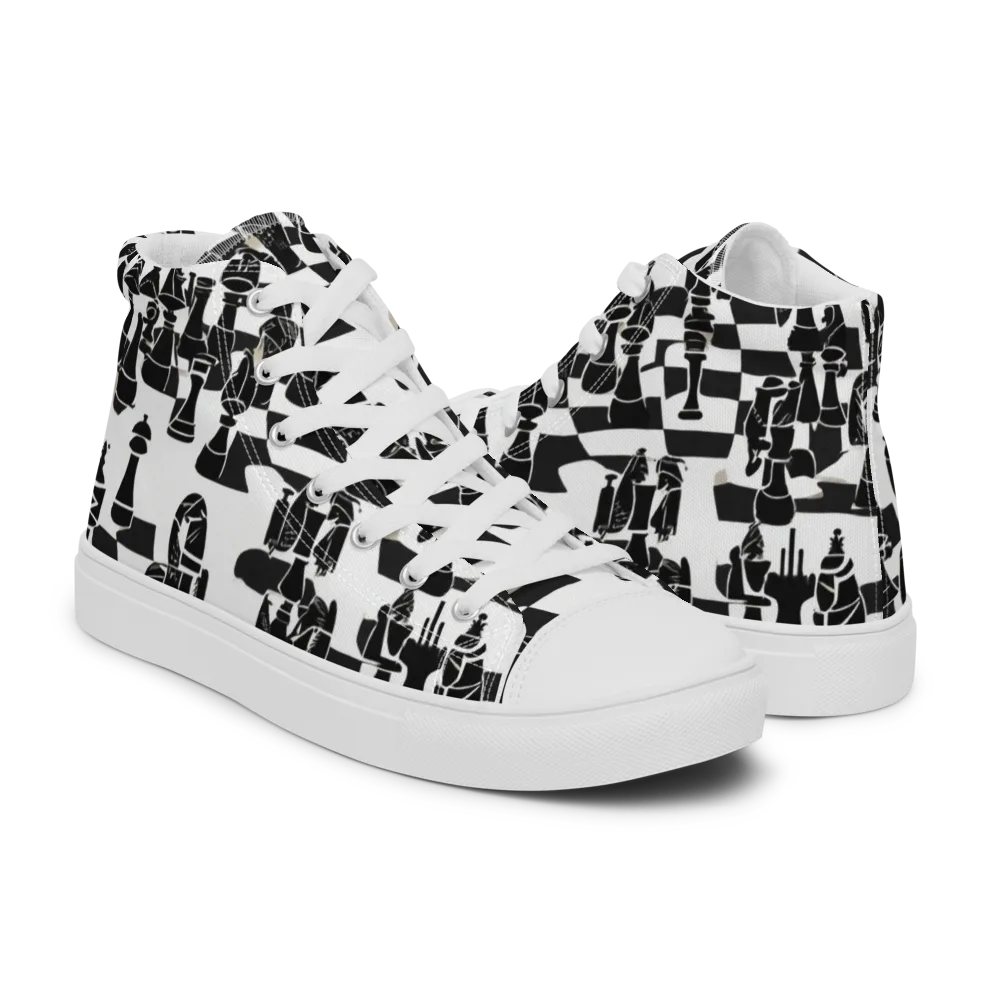 Black Queen on Men's High Top Canvas Shoes — Right