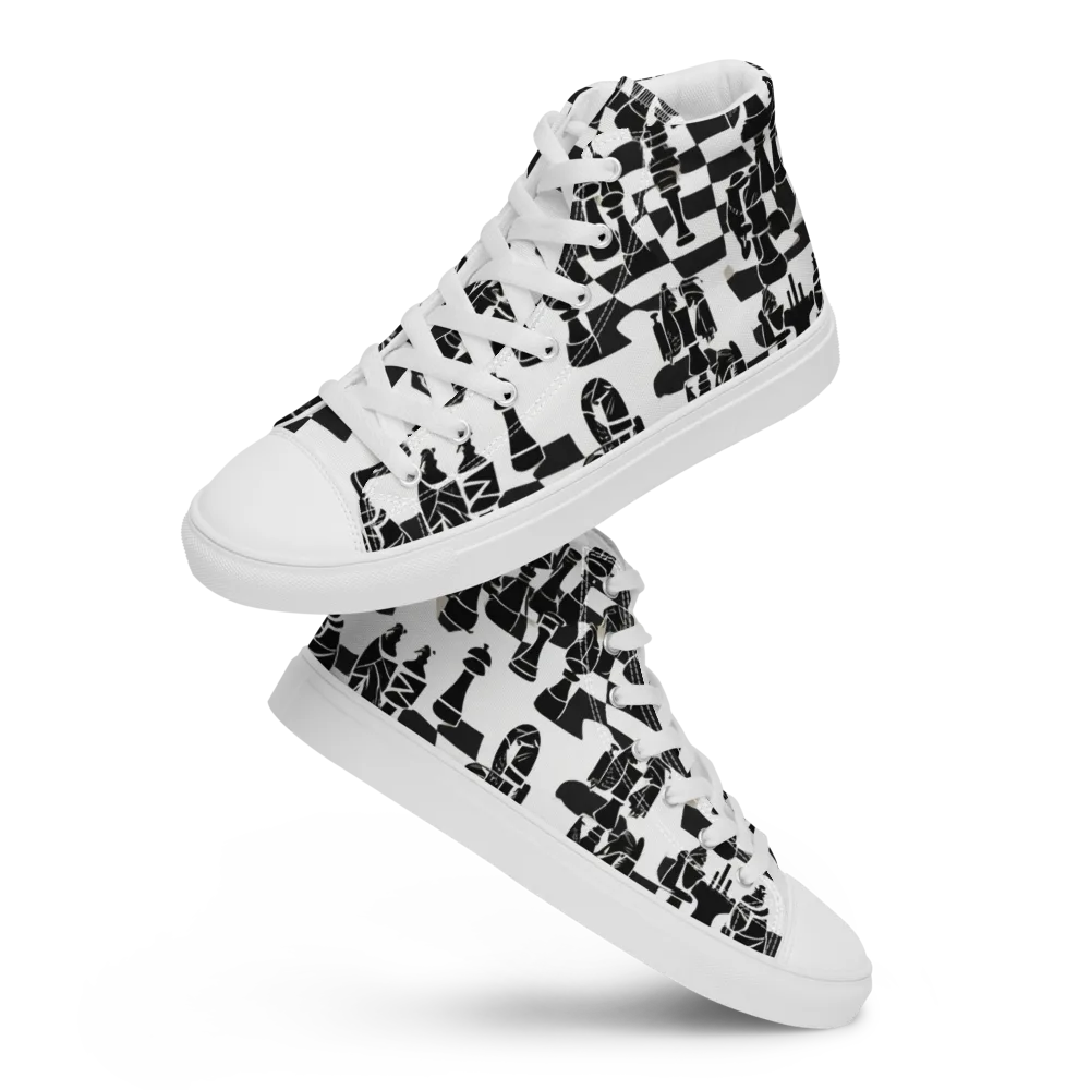 Black Queen on Men's High Top Canvas Shoes — Front