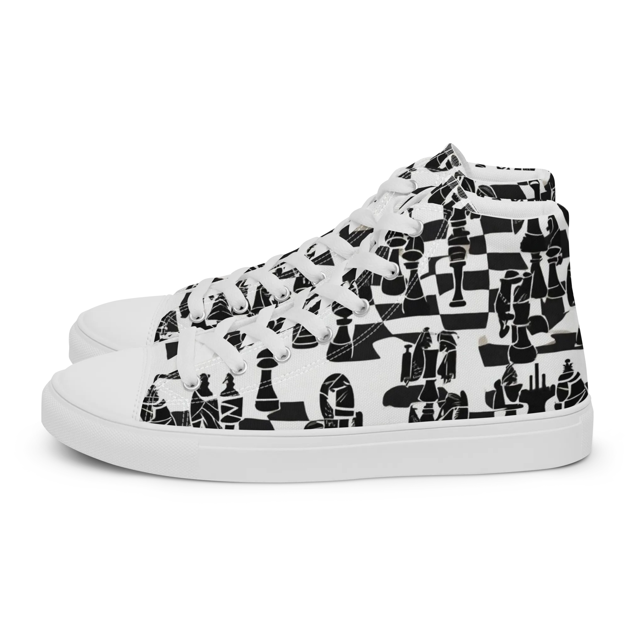 Black Queen on Women's High Top Canvas Shoes — Left