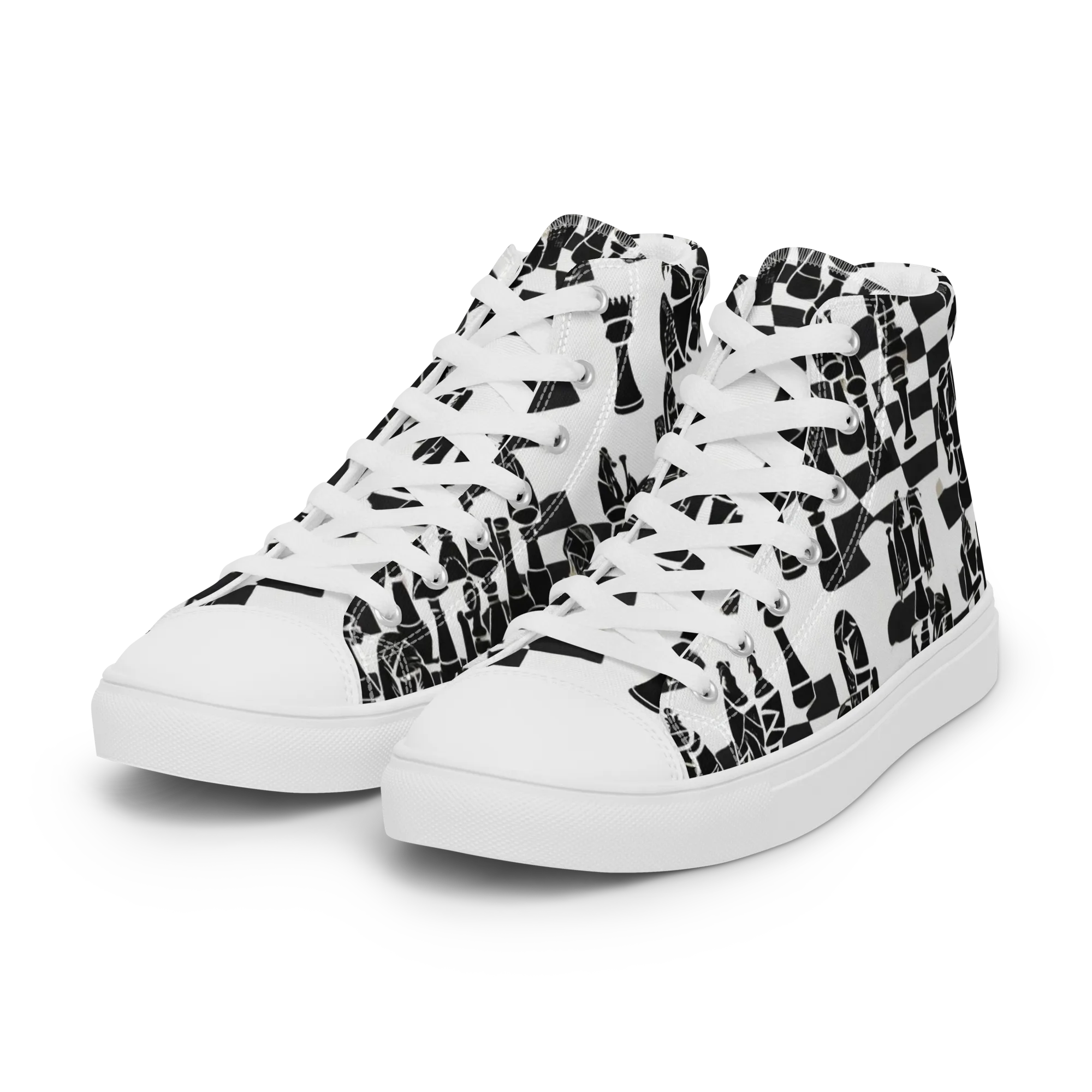 Black Queen on Women's High Top Canvas Shoes — Left Front