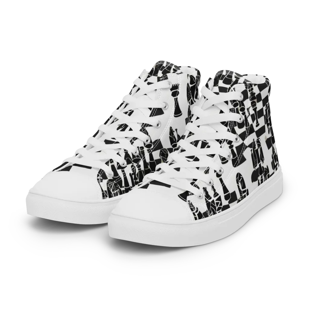 Black Queen on Women's High Top Canvas Shoes — Left Front