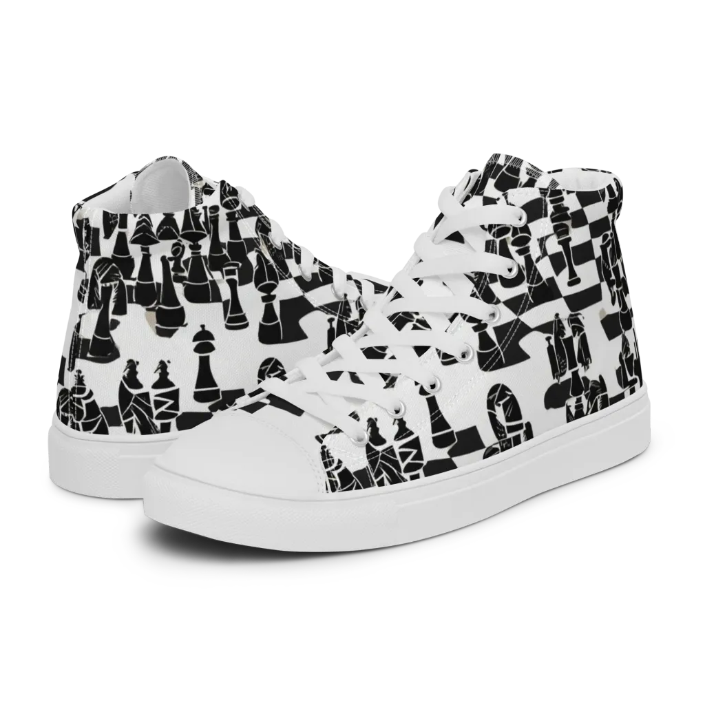 Black Queen on Women's High Top Canvas Shoes — Left