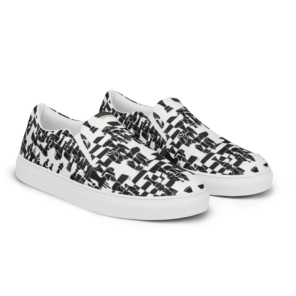 Black Queen on Women's Slip-On Canvas Shoes — Right Front
