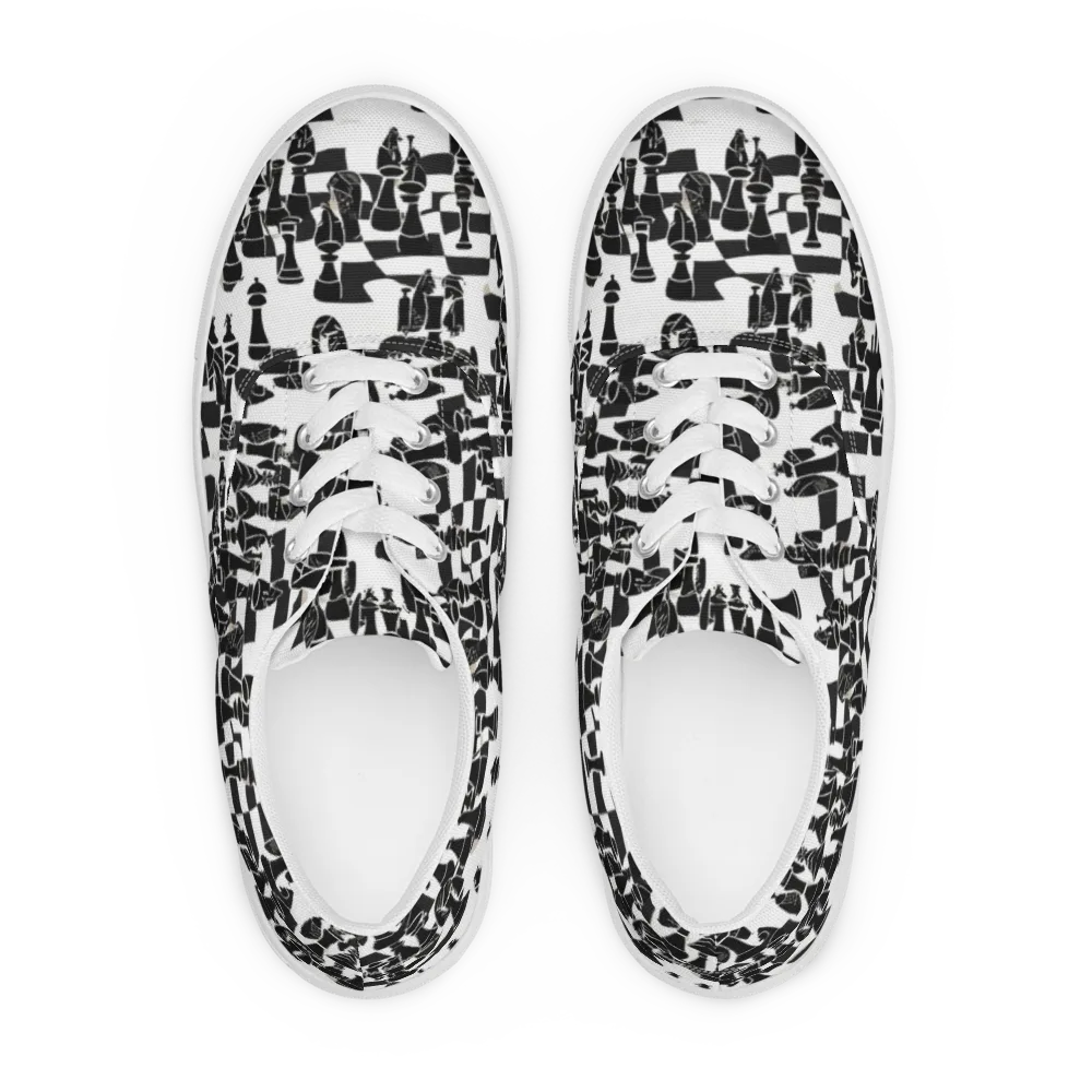 Black Queen on Men's Lace-Up Canvas Shoes — Front