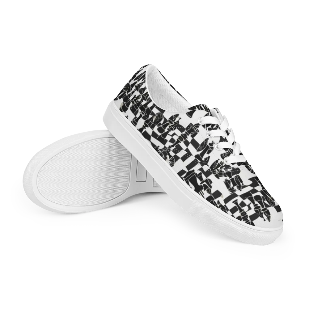Black Queen on Men's Lace-Up Canvas Shoes — Right Front
