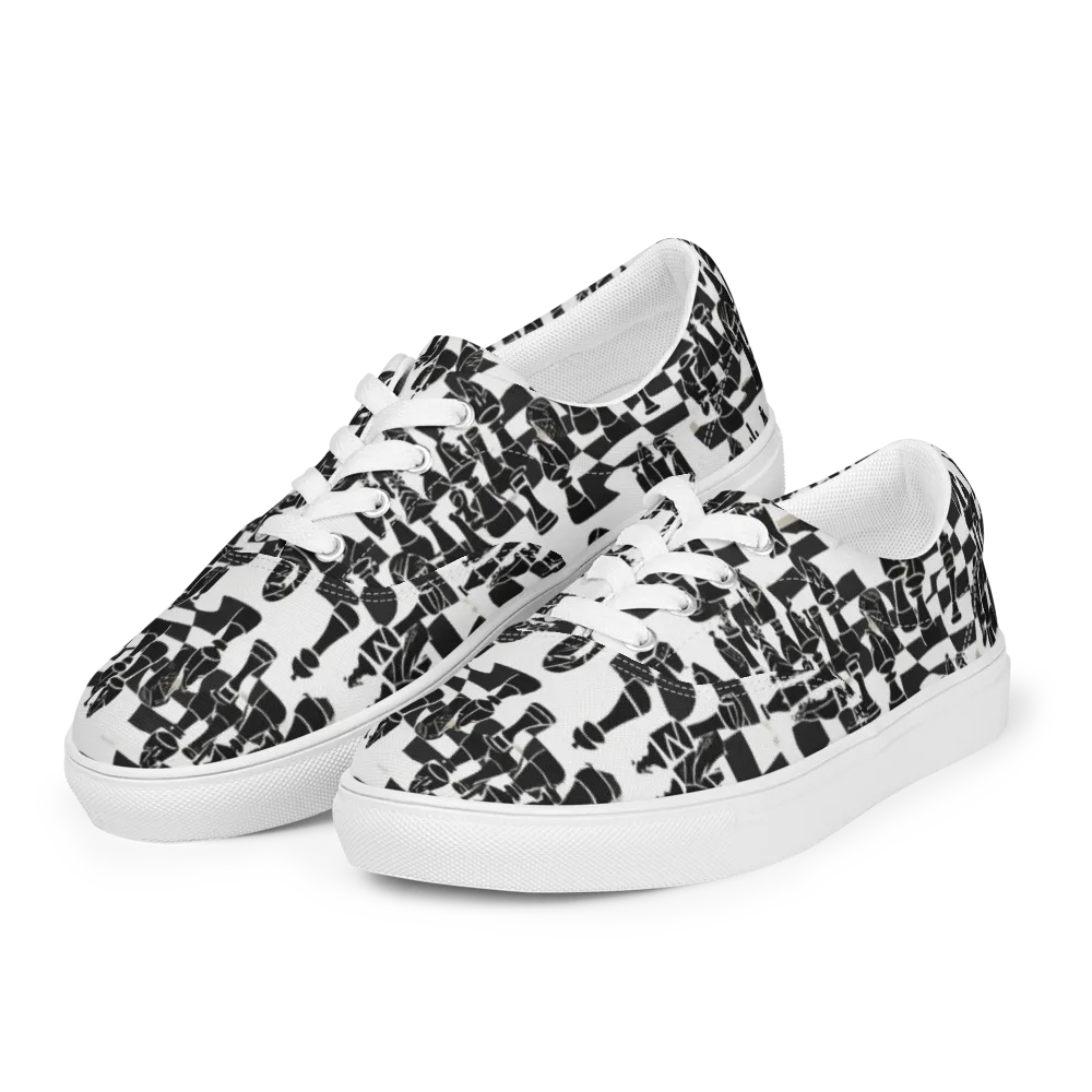 Black Queen on Men's Lace-Up Canvas Shoes — Left Front