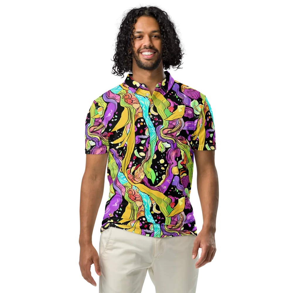 Neon Petal Riot on Men's Slim Fit Polo Shirt — Front