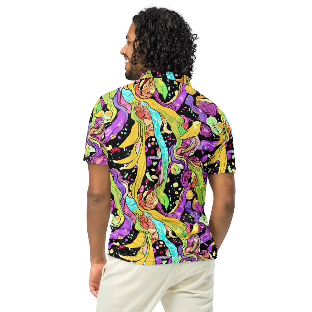 Neon Petal Riot on Men's Slim Fit Polo Shirt — Back