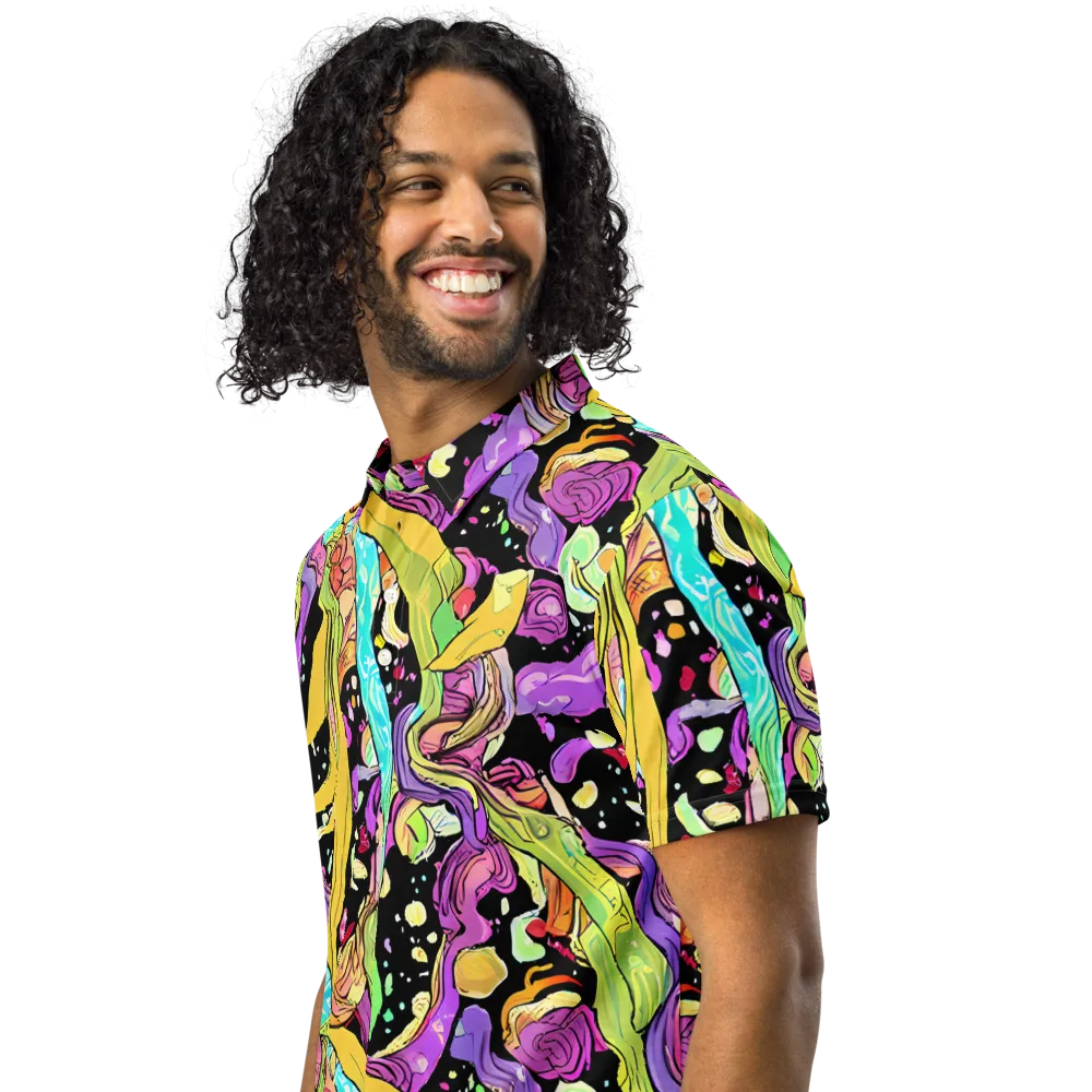 Neon Petal Riot on Men's Slim Fit Polo Shirt — Left Front