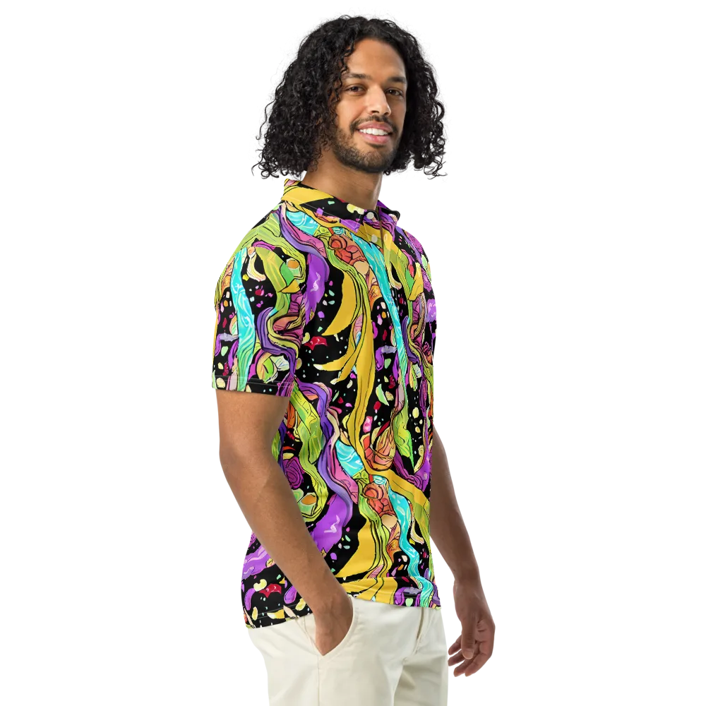 Neon Petal Riot on Men's Slim Fit Polo Shirt — Right Front