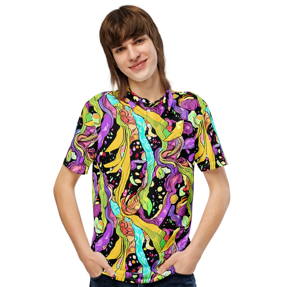 Neon Petal Riot on Men's Slim Fit Polo Shirt — Front