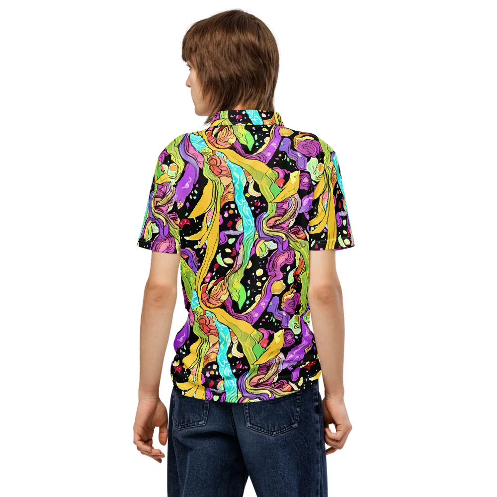 Neon Petal Riot on Men's Slim Fit Polo Shirt — Back