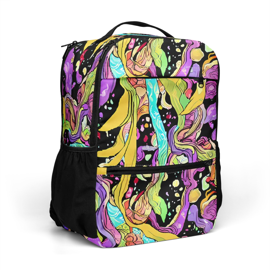 Neon Petal Riot on Utility Backpack — Right Front
