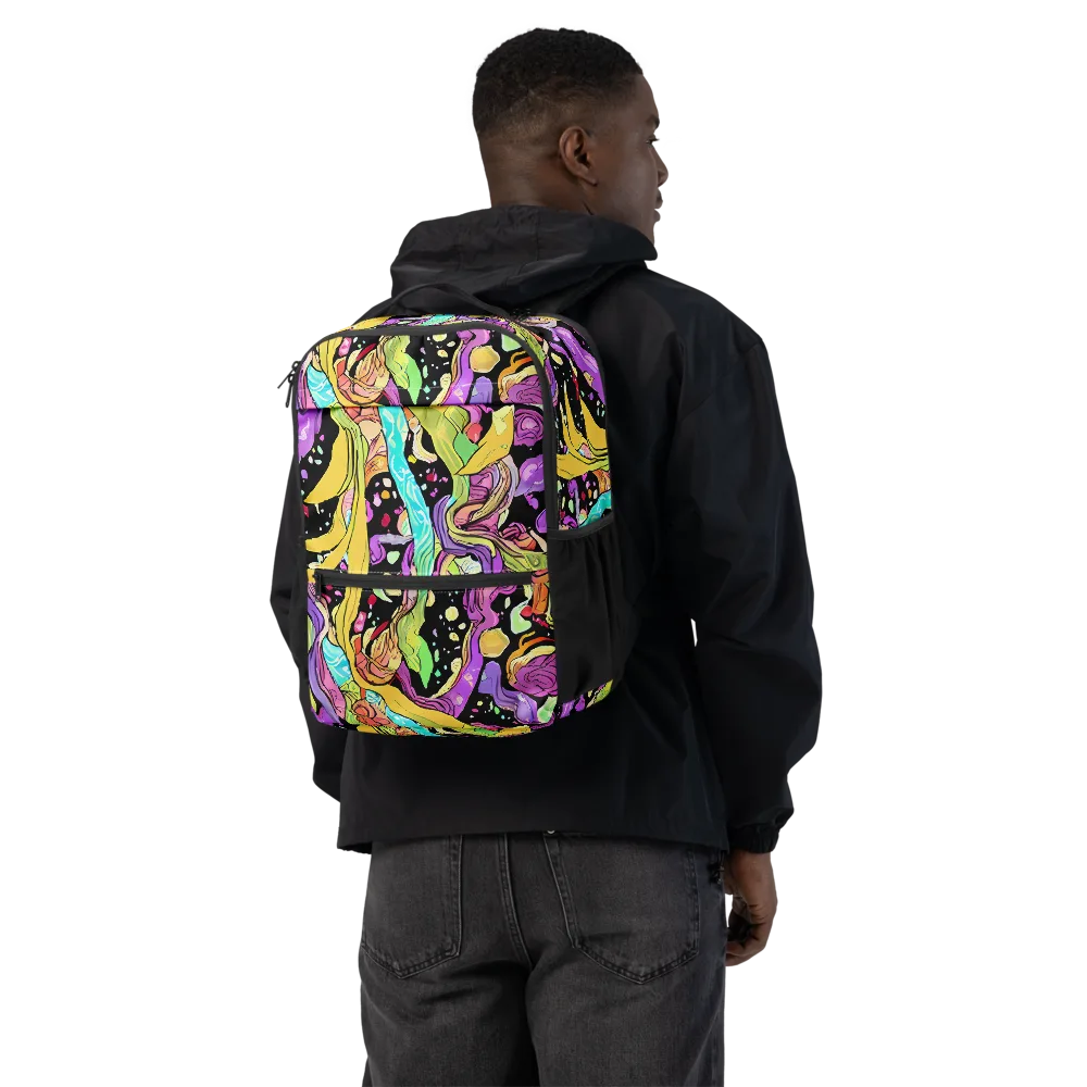 Neon Petal Riot on Utility Backpack — Back