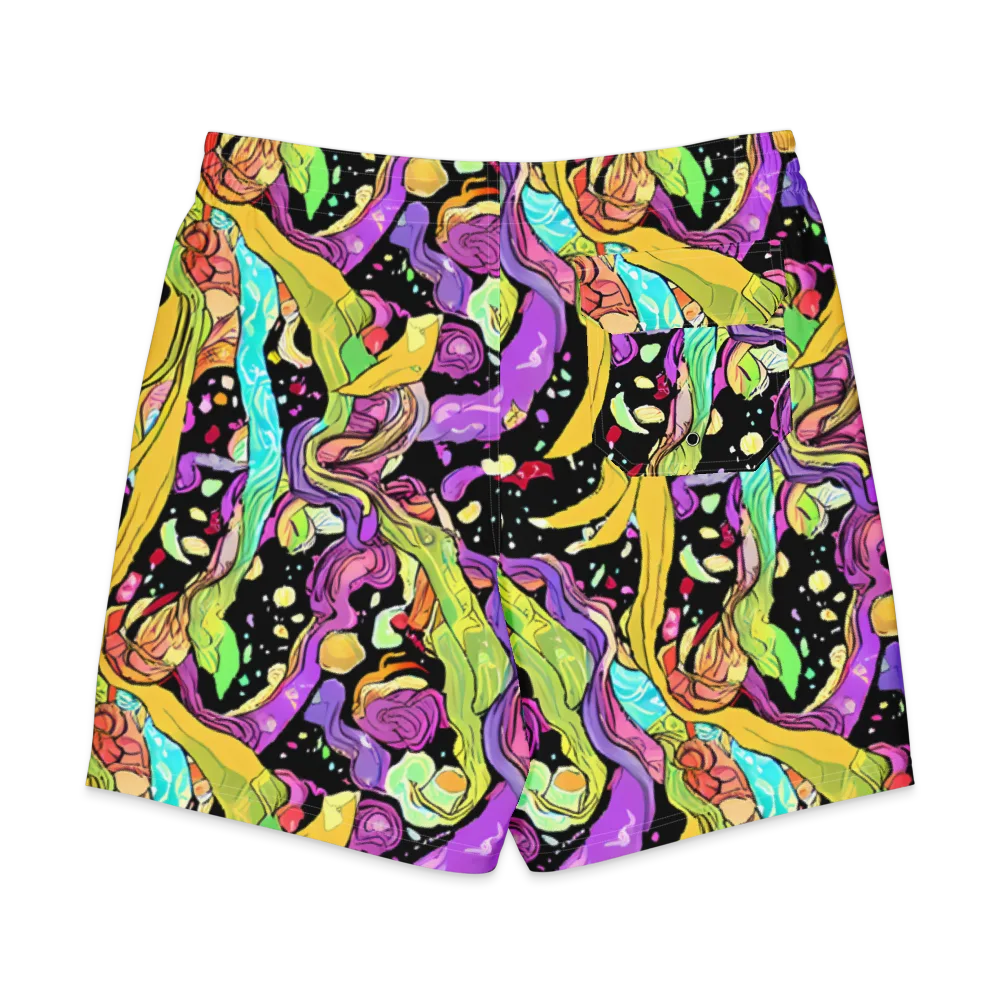 Neon Petal Riot on Men's Board Shorts — Back