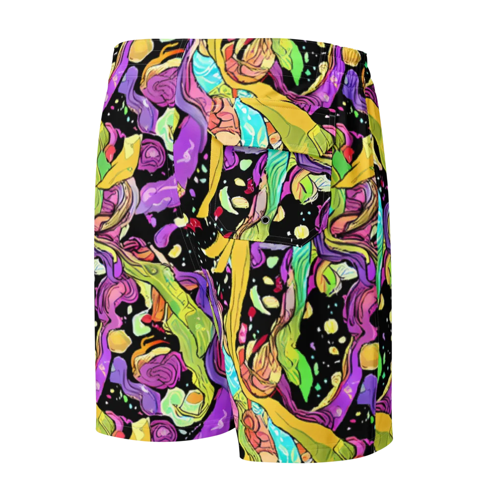 Neon Petal Riot on Men's Board Shorts — Back