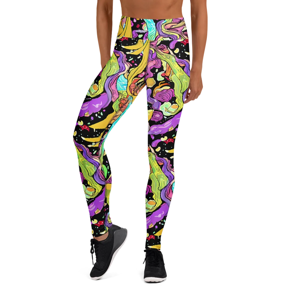 Neon Petal Riot on Yoga Leggings — Front