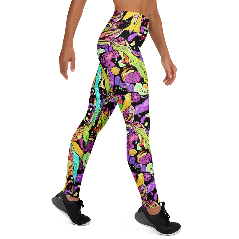 Neon Petal Riot on Yoga Leggings — Right