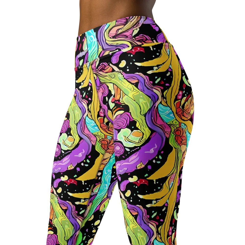 Neon Petal Riot on Yoga Leggings — Left Front