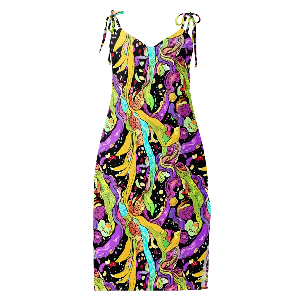 Neon Petal Riot on Slip Dress — Front