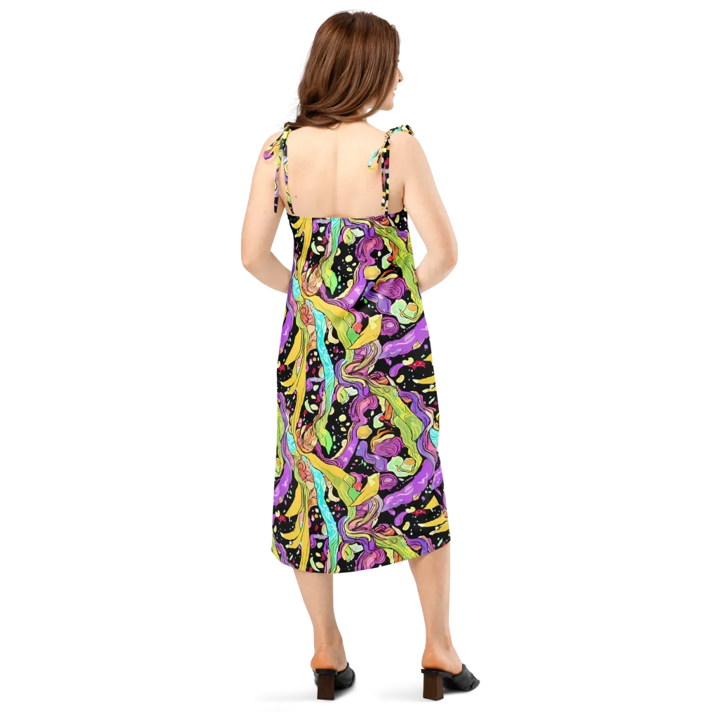 Neon Petal Riot on Slip Dress — Back
