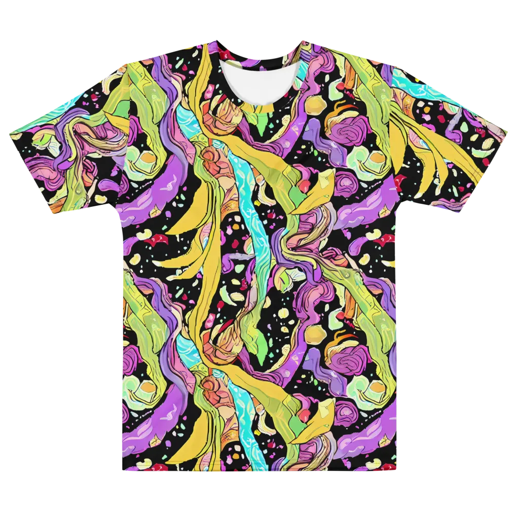 Neon Petal Riot on Men's Cotton Crew Neck T-Shirt — Front