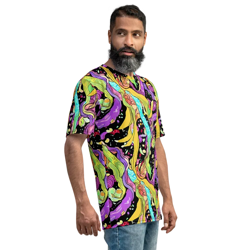 Neon Petal Riot on Men's Crew Neck T-Shirt — Right