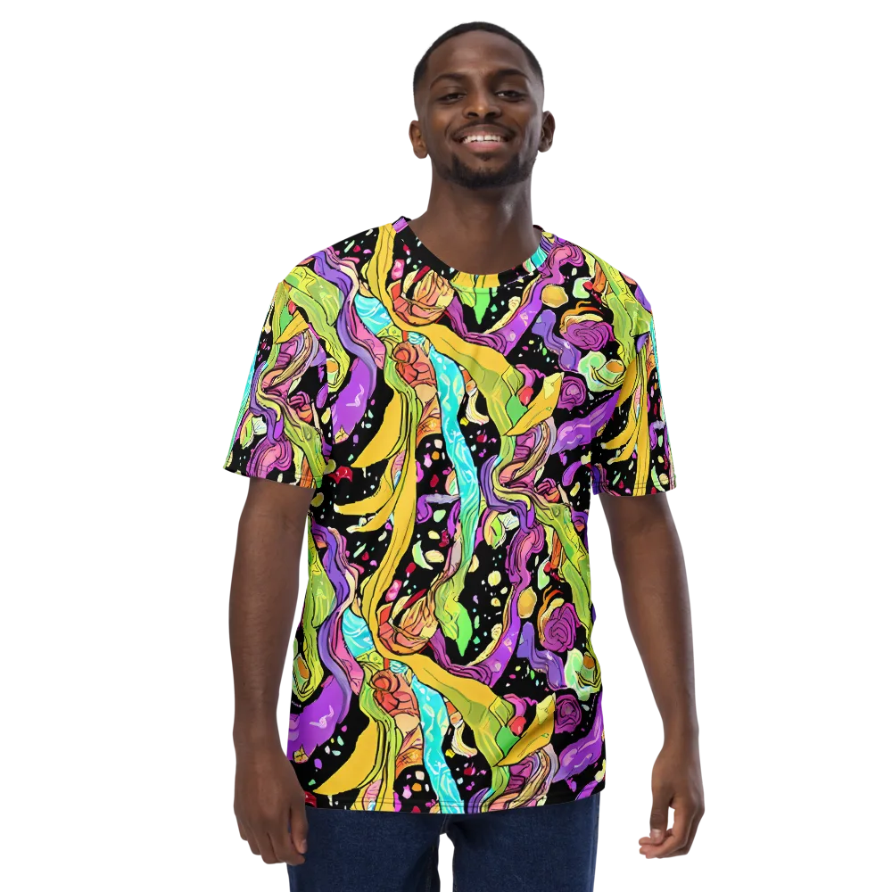 Neon Petal Riot on Men's Crew Neck T-Shirt — Front