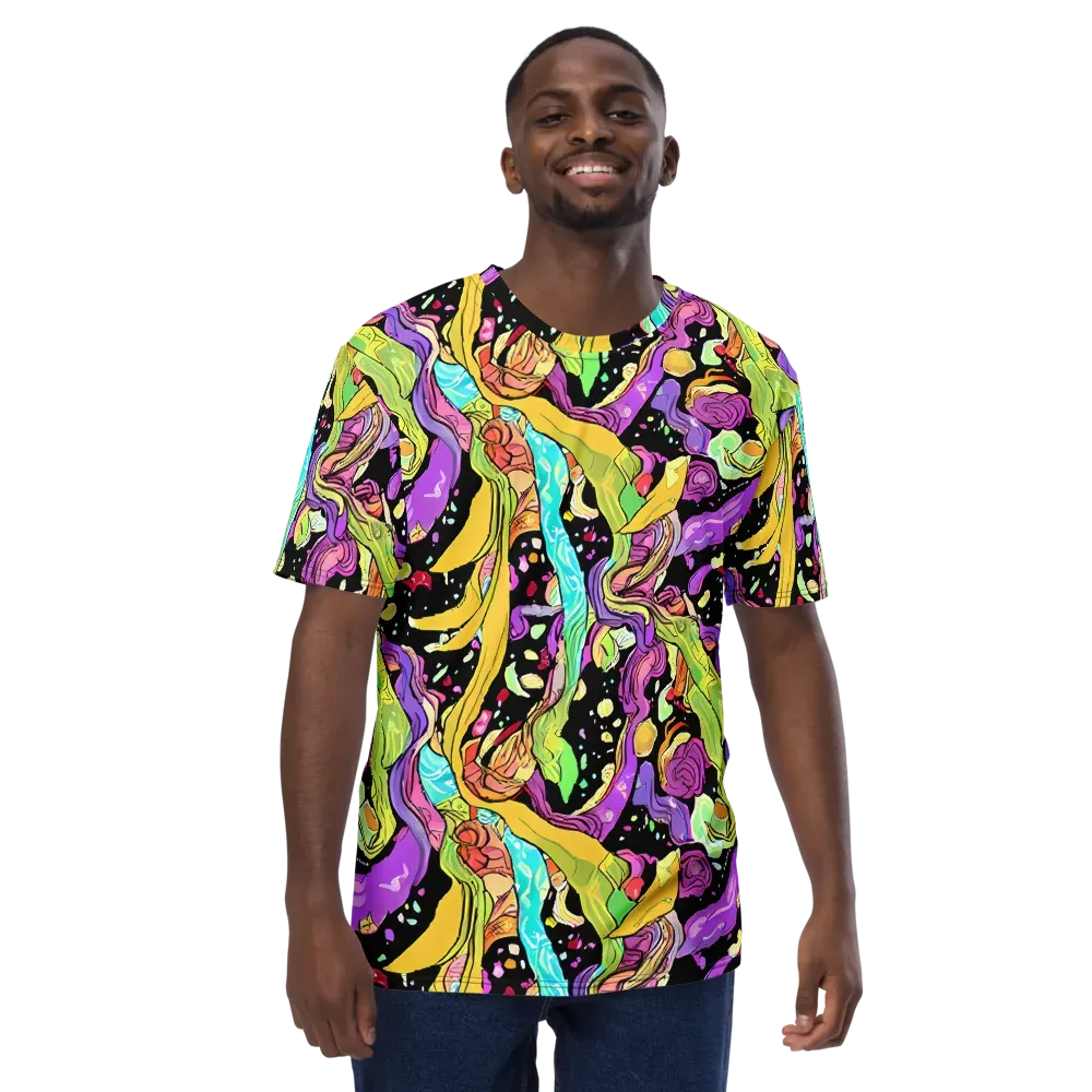 Neon Petal Riot on Men's Crew Neck T-Shirt — Front