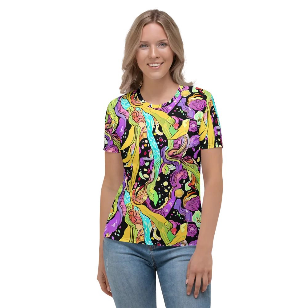 Neon Petal Riot on Women's Crew Neck T-Shirt — Front