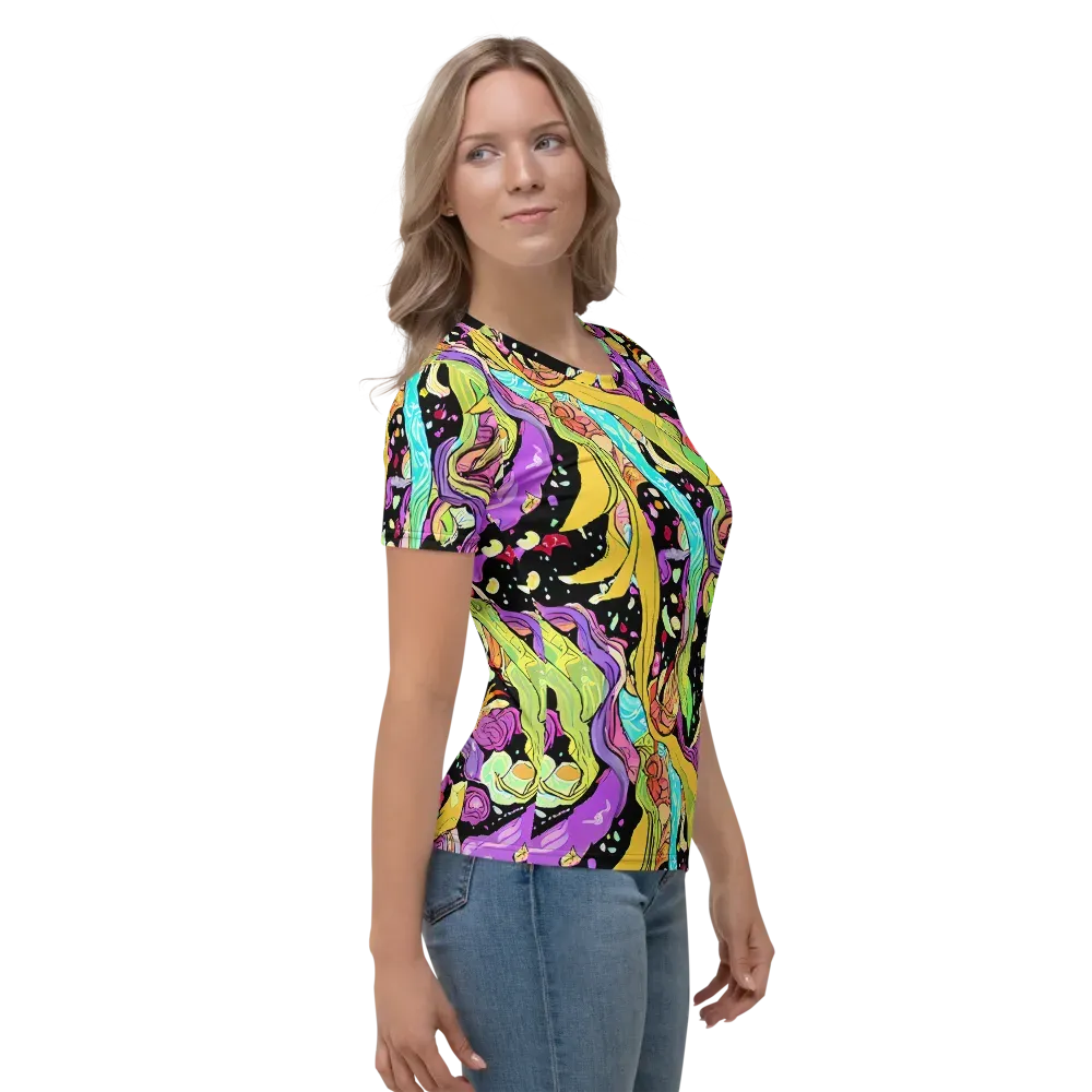 Neon Petal Riot on Women's Crew Neck T-Shirt — Right