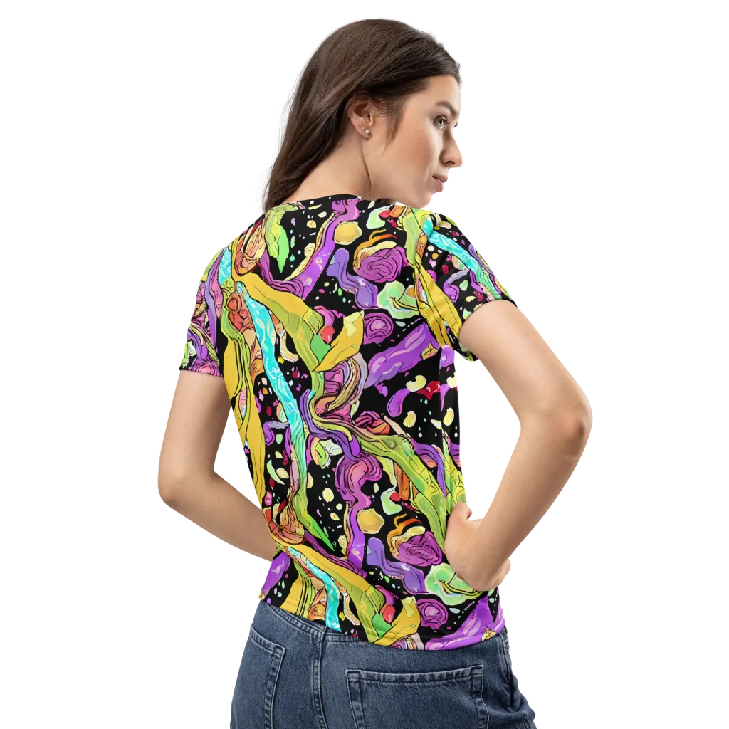 Neon Petal Riot on Women's Crew Neck T-Shirt — Back