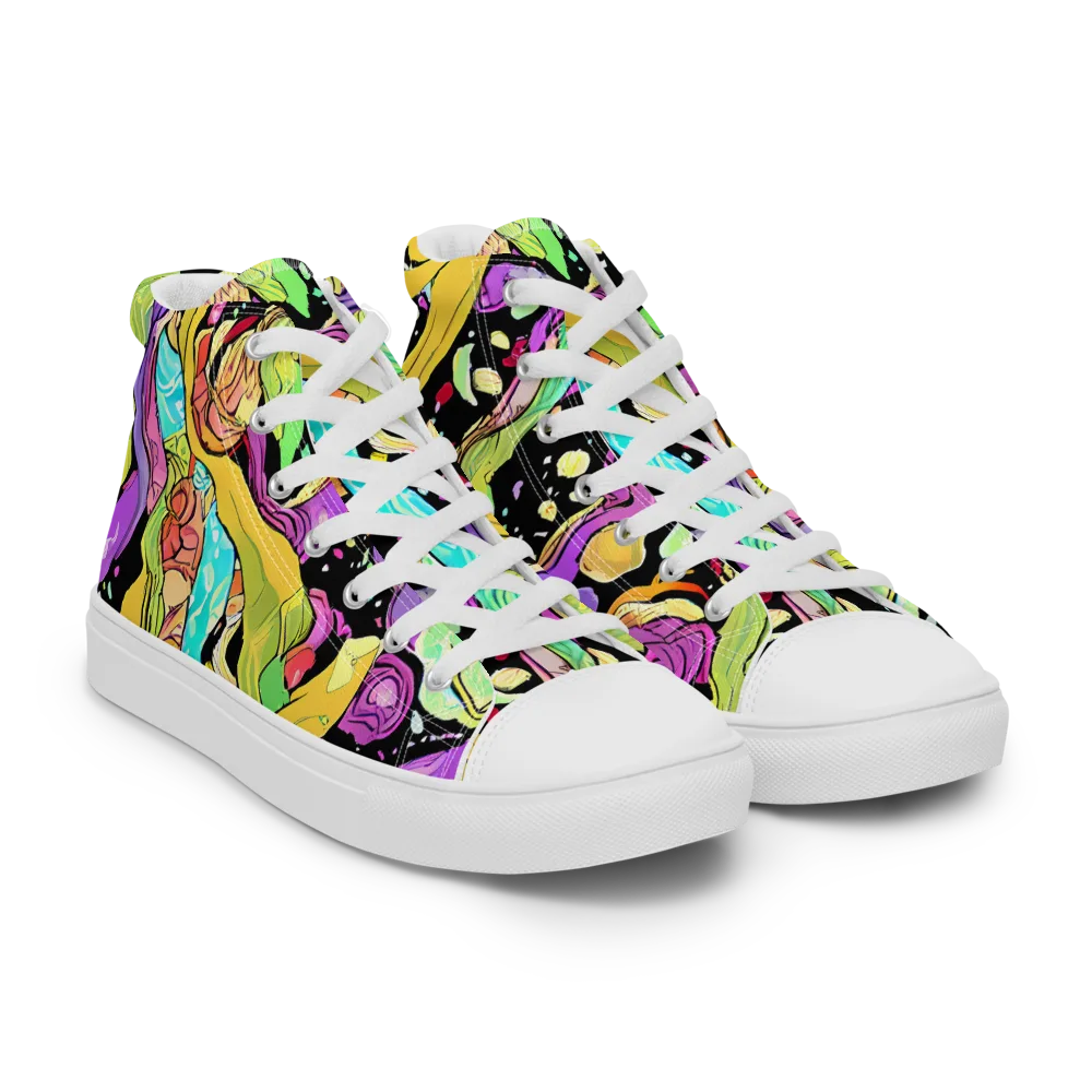 Neon Petal Riot on Women's High Top Canvas Shoes — Right Front