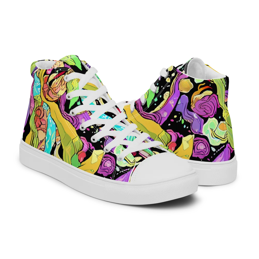 Neon Petal Riot on Women's High Top Canvas Shoes — Right
