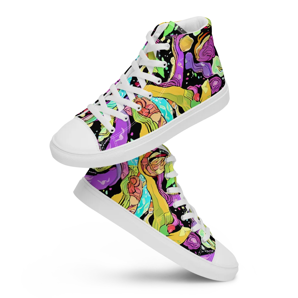 Neon Petal Riot on Women's High Top Canvas Shoes — Front
