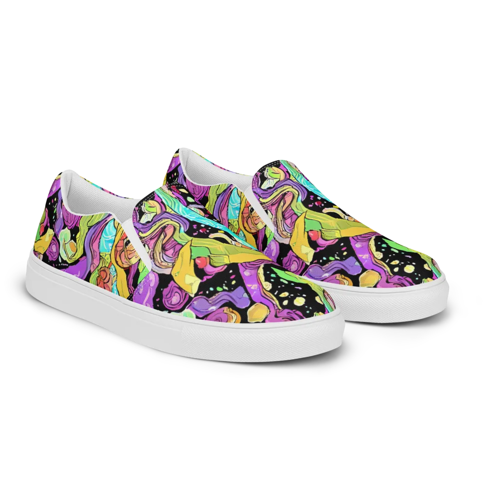 Neon Petal Riot on Men's Slip-On Canvas Shoes — Right Front