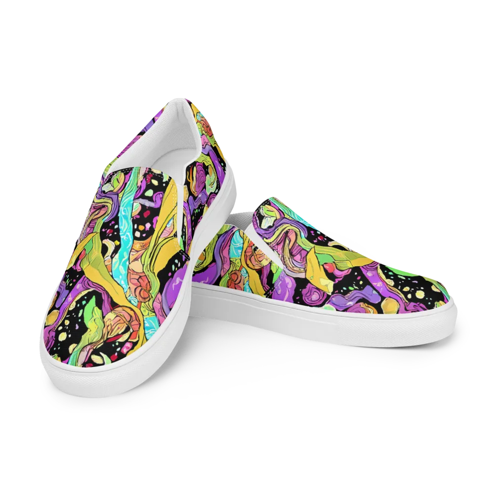 Neon Petal Riot on Men's Slip-On Canvas Shoes — Left Front