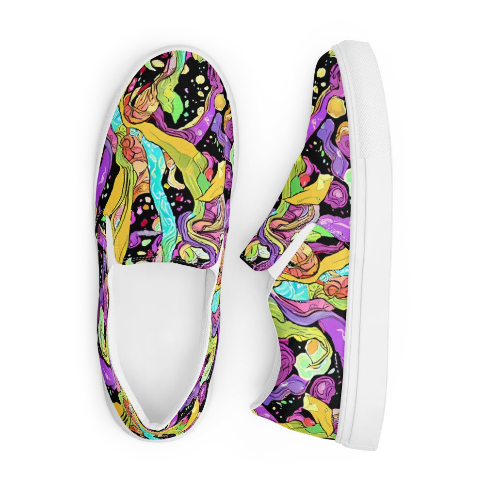 Neon Petal Riot on Men's Slip-On Canvas Shoes — Front