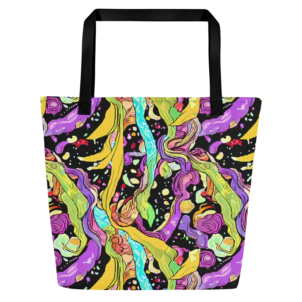 Neon Petal Riot on Large Tote Bag W/ Pocket — Front